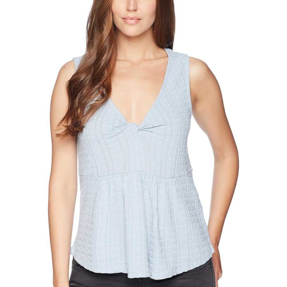 NWT Lucky Brand Front Knot Texture Blue Tank Top